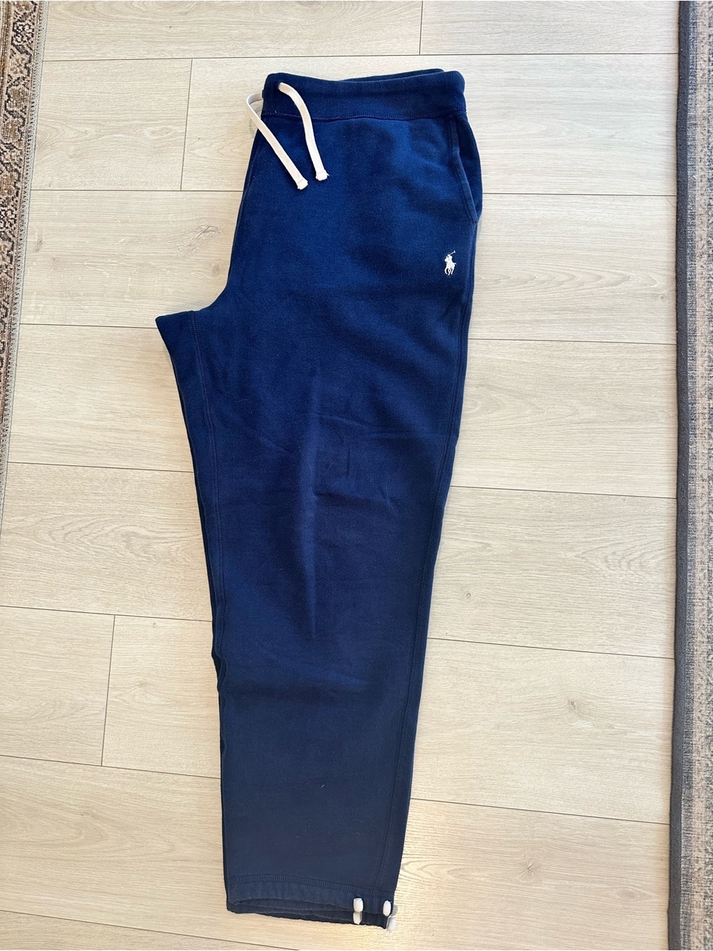 Polo by Ralph Lauren men’s TALL Navy Fleece Jogger Pants w/ White Drawstring